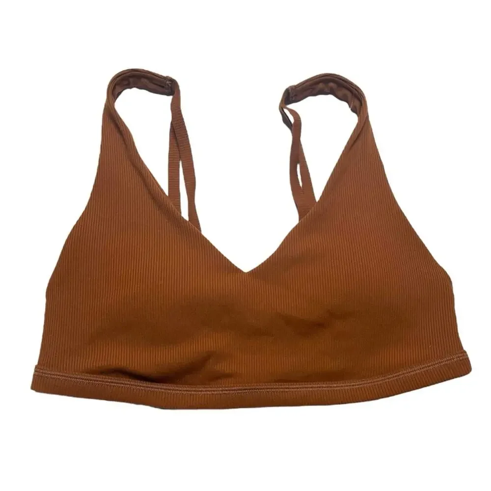 OFFLINE by aerie Ribbed Plunge Sports Bra Goals Size Large